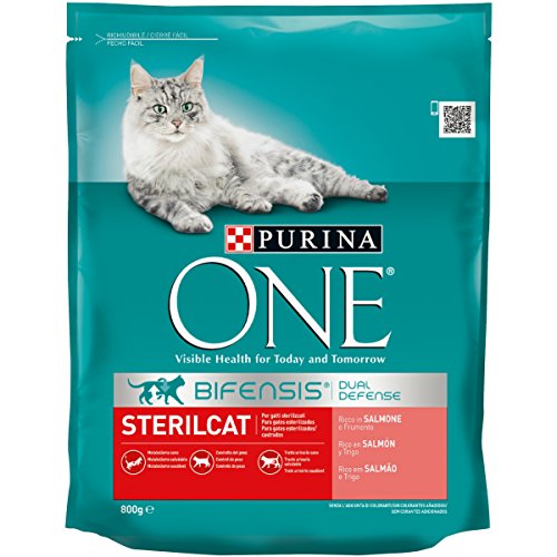 PURINA ONE alimento para gatos esterilizados rico en salmón bolsa 800 gr