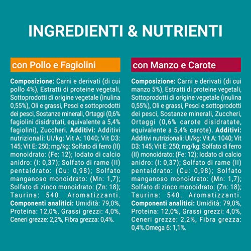 Purina One Húmedo Gato Adult con roscas de Salsa con Pollo y judías, con Ternera y Zanahoria, 48 Sobres de 85 g Cada una (12 Paquetes de 4 x 85 g)