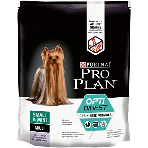 PURINA Pro Plan Pienso para Perro Adulto Pequeño y Mini, Optidigest sin Cereales con Pavo 700 g Pack de 4