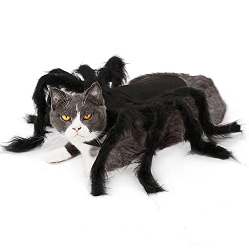 Putybudy Disfraz de Araña de Perros Gatos de Halloween,Mascota Araña de Felpa Ropa Ajustable,Disfraces Divertidos de Halloween,Cosplay Decoración de Fiesta -M