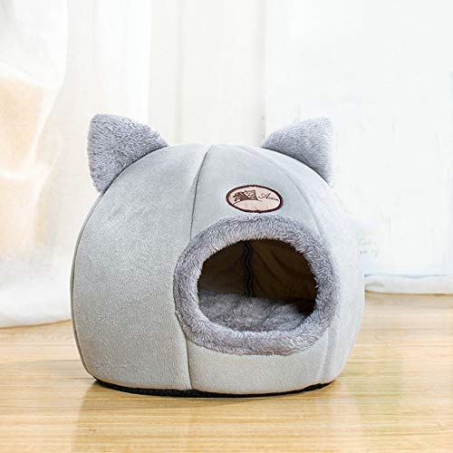 Putybudy Tienda para Mascotas Cama Cueva para Gatos Perros Pequeños Tienda de Campaña para Gatos 2 en 1 con Calentamiento Automático de Terciopelo (L 35 * 35 * 40CM)