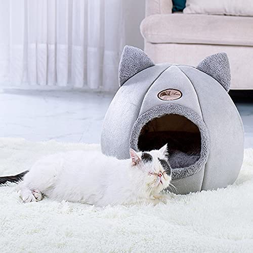 Putybudy Tienda para Mascotas Cama Cueva para Gatos Perros Pequeños Tienda de Campaña para Gatos 2 en 1 con Calentamiento Automático de Terciopelo (M 32 * 32 * 35cm)