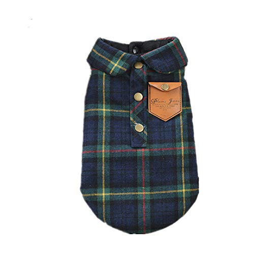 PZSSXDZW Otoño e Invierno Chaleco a Cuadros Ropa para Mascotas Ropa de Perro de Peluche Disfraz de Perro Ropa para Perros Green Large