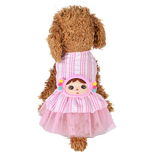 PZSSXDZW Ropa para Mascotas Primavera y Verano Linda Falda giratoria Vestido de niña pequeña Ropa para Perros Pink X-Small