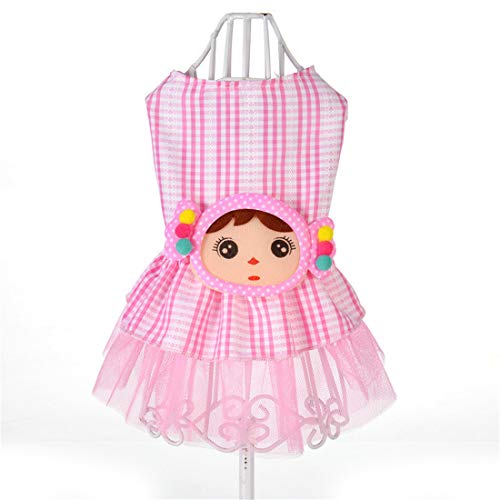 PZSSXDZW Ropa para Mascotas Primavera y Verano Linda Falda giratoria Vestido de niña pequeña Ropa para Perros Pink X-Small