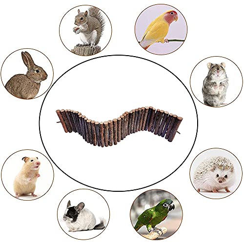 Qanye Puentes Colgantes Madera para Mascota, Escalera de Madera para Hámster, Hámster Puente Escalera de Madera, con 2 Tornillos de Mariposa y 2 Arandelas, Juguete Trepador Masticable para Hámsters