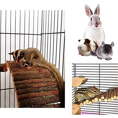 Qanye Puentes Colgantes Madera para Mascota, Escalera de Madera para Hámster, Hámster Puente Escalera de Madera, con 2 Tornillos de Mariposa y 2 Arandelas, Juguete Trepador Masticable para Hámsters