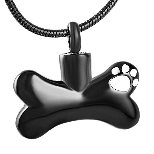 QFV Colgante de urna de cremación para Mascotas, Collar para Mascotas con Forma de Hueso, Recuerdo de Ceniza Conmemorativa, joyería funeraria para niñas