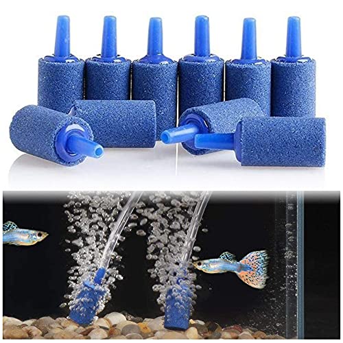 Qianchilang 50 Piezas Piedras Porosas para Peces de Acuario Difusor de Oxígeno para Pecera Piedras Difusor de Aire, Mini Piedra de Oxígeno Mineral de Cuarzo Cilíndrico, para Acuarios Domésticos-Azul