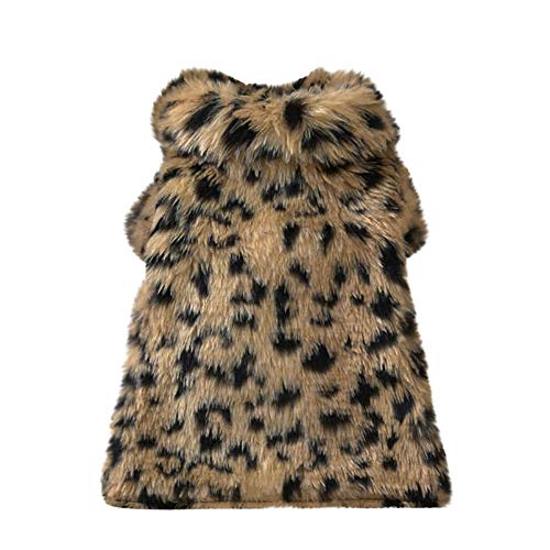 QinMM Mascotas Perros Ropa de Leopardo de Lana Sudadera Caliente Perrito Ropa cálido Invierno Abrigo Chihuahua Jersey