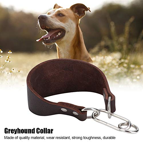 Qiraoxy Collar de Mascota de Ensanchamiento Portátil Duradero para Perros Pequeños Lebrel de Galgo con Fijación de Remache Collar de Ensanchamiento Collar de Piel de Vaca Pura