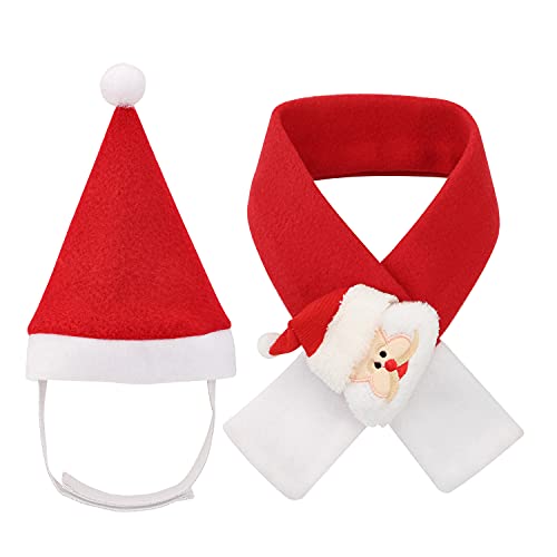 QKURT Pañuelo de Santa Claus para gatos, disfraces de Navidad para mascotas, ropa de Navidad para gatos y perros pequeños Cosplay