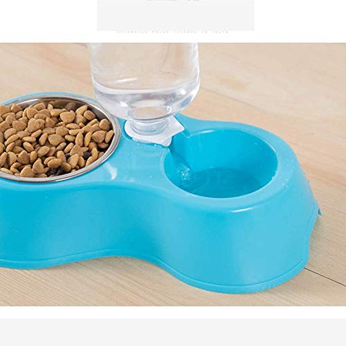 QQEER Artículos para Mascotas Plato Doble automática Que Bebe Perro Gato Mascota Dog Food Fuente alimentaria de Peluche Golden Retriever Comedero Comederos Comedero,Blue