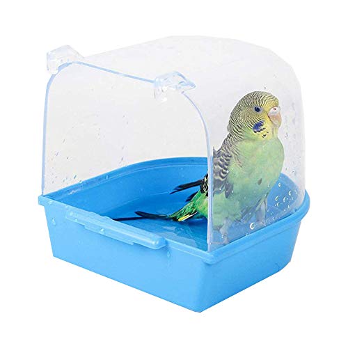 QQRR Baño de Loros, 13 * 13 * 13.5cm Baño de Pájaros, Accesorios para Jaulas de Pájaros, para Gatos, Pinzones, Periquitos, Hongos Blancos, Alondras y Pájaros Pequeños (Azul)