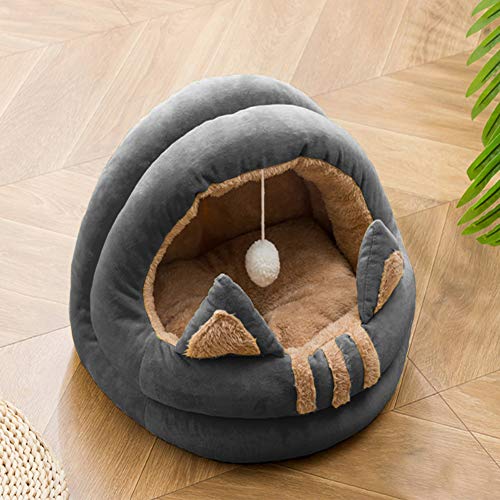 Queta - Cueva para gatos, refugio para mascotas de tamaño mediano, adecuado para gatos, gatitos y cachorros, una cama suave y cómoda, para todas las estaciones, de 40 cm de diámetro