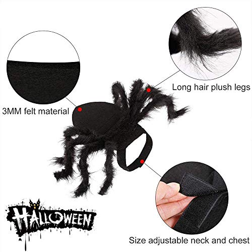 QYHSS Disfraz de ArañA para Mascotas, Ropa Felpa SimulacióN de Mascotas Halloween, Arañas Felpa SimulacióN Terror, Disfraces Fiesta, Hebilla de Pasta Ajustable, para Perros, Gatos