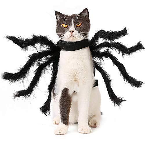 QYHSS Disfraz de ArañA para Mascotas, Ropa Felpa SimulacióN de Mascotas Halloween, Arañas Felpa SimulacióN Terror, Disfraces Fiesta, Hebilla de Pasta Ajustable, para Perros, Gatos