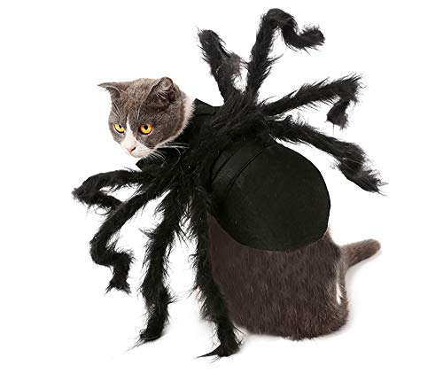 QYHSS Disfraz de ArañA para Mascotas, Ropa Felpa SimulacióN de Mascotas Halloween, Arañas Felpa SimulacióN Terror, Disfraces Fiesta, Hebilla de Pasta Ajustable, para Perros, Gatos