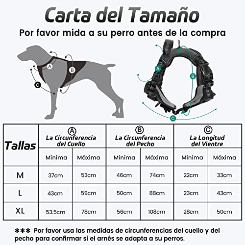 rabbitgoo Arnes Perros Arnés Chaleco Antitirones para Perros Grandes y Medianos con Correas Elásticas para Absorber Golpes Ajustable para Caminar con Asa de Fácil Control Reflectante, Negro L