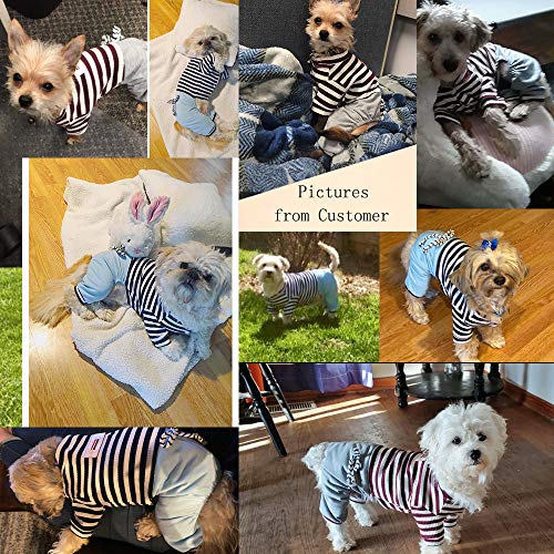 Ranphy Mono de Rayas para Perros pequeños, Pijama para Cachorros con pantalón cómodo de algodón para Mascotas, Ropa de Gato, Pijamas, Camiseta para niños, Invierno marrón L