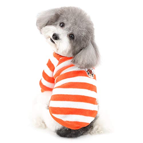 Ranphy Perro Pequeño Suéter De Terciopelo Abrigo Invierno Cálido Rayas Cachorro Chaqueta Ropa De Lana Jersey Traje Suave Pijama De Dos Piernas Ropa Chihuahua Yorkshire Terrier Jumper Ropa Naranja S