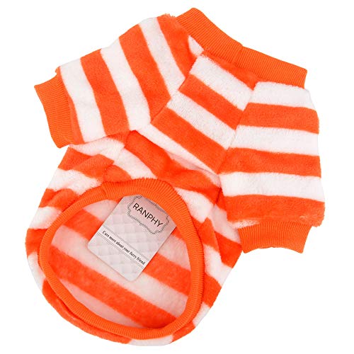 Ranphy Perro Pequeño Suéter De Terciopelo Abrigo Invierno Cálido Rayas Cachorro Chaqueta Ropa De Lana Jersey Traje Suave Pijama De Dos Piernas Ropa Chihuahua Yorkshire Terrier Jumper Ropa Naranja S