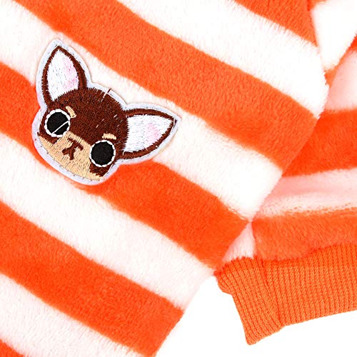 Ranphy Perro Pequeño Suéter De Terciopelo Abrigo Invierno Cálido Rayas Cachorro Chaqueta Ropa De Lana Jersey Traje Suave Pijama De Dos Piernas Ropa Chihuahua Yorkshire Terrier Jumper Ropa Naranja S