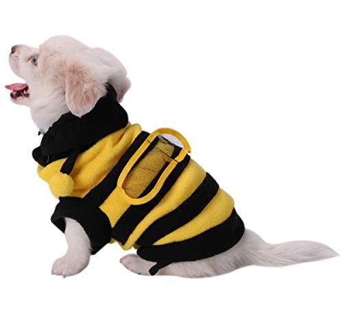 Ranvi Disfraz de Abeja para Perros, Lindas Sudaderas con Capucha para Mascotas, Ropa para Cachorros, Gato, abejorro para Perros pequeños y medianos(L)