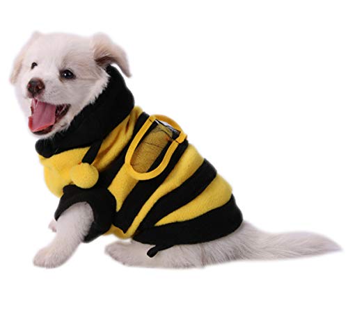 Ranvi Disfraz de Abeja para Perros, Lindas Sudaderas con Capucha para Mascotas, Ropa para Cachorros, Gato, abejorro para Perros pequeños y medianos(L)