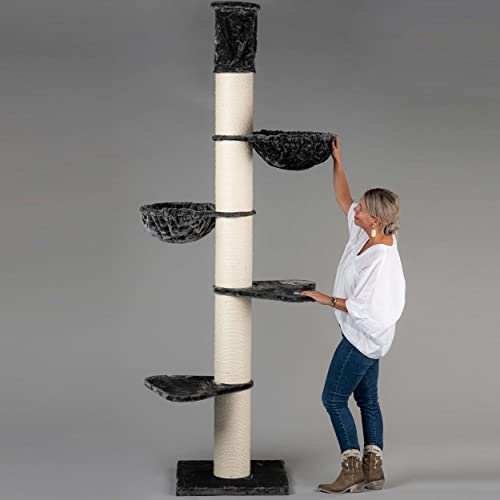 Rascador para gatos grandes Maine Coon Tower gris oscuro Hasta el altura de Techo Alto de seulo alturo arbol xxl gato gigante sisal muebles sofa casa casita torre Árboles rascadores