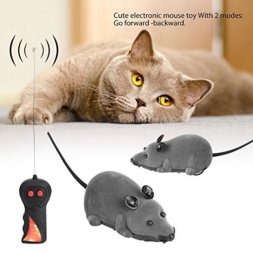 Ratón de Juguete de Control Remoto, Novedades Juguete de Rata Ratón Control Remoto Electrónico Juguete Alta Simulación Ratón Inalámbrico Ratón Divertido Juguetes Rata para Gatos Perros(Gris)