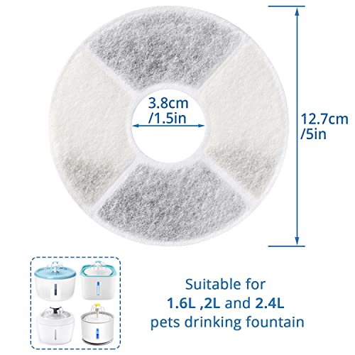 RBAYSALE Filtros Fuente Gato,1.6-2.4L Filtro de Carbón para Gatos [10 PCS],Filtros de Repuesto para Mascotas con Resina y Carbón Activo，para Fuente de Agua Gatos