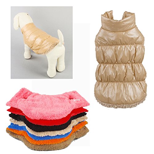 RC GearPro Forro polar forrado cálido perro chaqueta Cozy impermeable a prueba de viento chaleco del perrito abrigo de invierno ropa para perros para perros pequeños medianos grandes (light brown, XS)