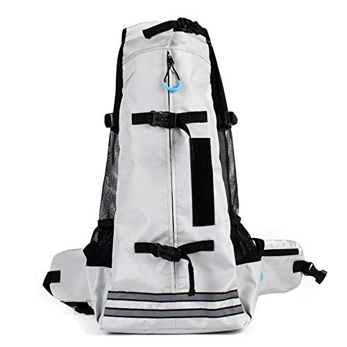 RC GearPro Mochila portadora de perros, mochila portadora de mascotas ajustable Bolsa de viaje Mochila mascota Patas hacia fuera (L (27x14x55cm), gris)