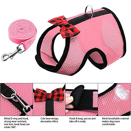 RC GearPro Rabbits Harness with Elastic Leash Suitable for Small Pets Cat Guinea Pig Chest Strap Set (M : Bust (30-34cm), Rosa)