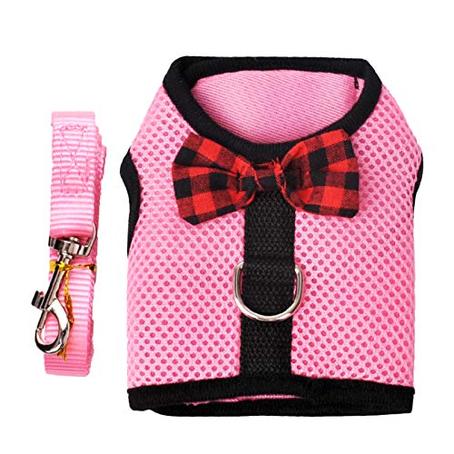 RC GearPro Rabbits Harness with Elastic Leash Suitable for Small Pets Cat Guinea Pig Chest Strap Set (M : Bust (30-34cm), Rosa)