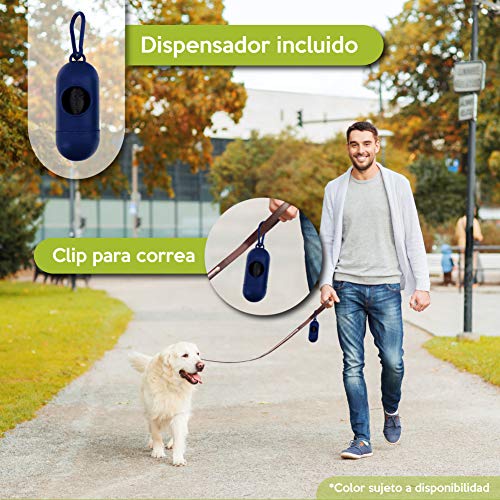 Rc Ocio Bolsas Caca Perros ecologicas con Porta Bolsa dispensador/Rollo bolsitas Baratas/higienicas para excrementos Perro Grande y pequeñas/recogedor de heces y excremento de Mascotas (300 Bolsas)