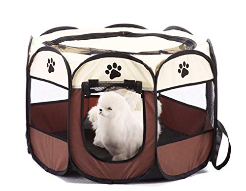 REAYOU Pet Portátil Plegable Playpen Portable Pet House, Carpa Plegable Casa para Dog Cat Puppy Exercise 8-Panel Kennel Mesh Shade Cover Interior/Exterior Carpa Valla para Perros Gatos (M)