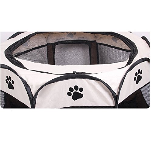 REAYOU Pet Portátil Plegable Playpen Portable Pet House, Carpa Plegable Casa para Dog Cat Puppy Exercise 8-Panel Kennel Mesh Shade Cover Interior/Exterior Carpa Valla para Perros Gatos (M)