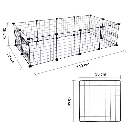 Recinto para perros, gatos, cachorros, roedores, cercado para animales de pequeño tamaño, para uso interior y exterior, 35 x 75 x 140 cm