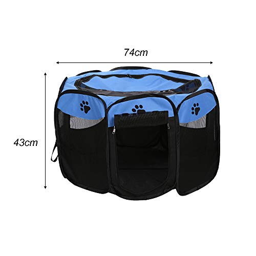 Recinto Plegable Corralito para Mascotas Perros Gatos Pequeños Portátil Impermeable Malla de Aire Oxford Tienda de Campaña Casa de Juegos para Campamentos Picnics Casa Montaje Rápido（72x72x43cm）