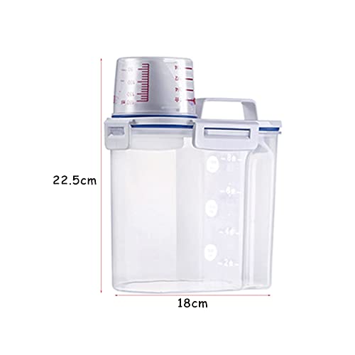 recipiente de comida para mascotas 2 L,Mascota Comida Almacenamiento Contenedor Hermético 900g/2L,hermética, Transparente con Tapa,con taza medidora ,para Perros y Gatos (18x11.5x22.5cm)