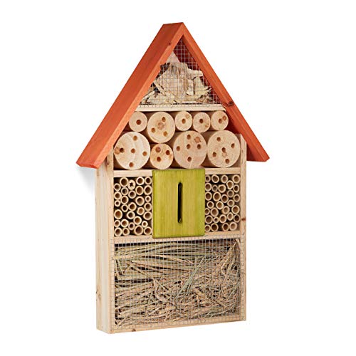 Relaxdays Insektenhotel für Schmetterlinge, Käfer, Bienenhaus Zum Aufhängen, Balkon Casa para Insectos, Naranja, 7x31x48.5 cm