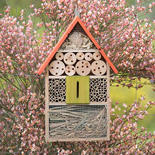 Relaxdays Insektenhotel für Schmetterlinge, Käfer, Bienenhaus Zum Aufhängen, Balkon Casa para Insectos, Naranja, 7x31x48.5 cm