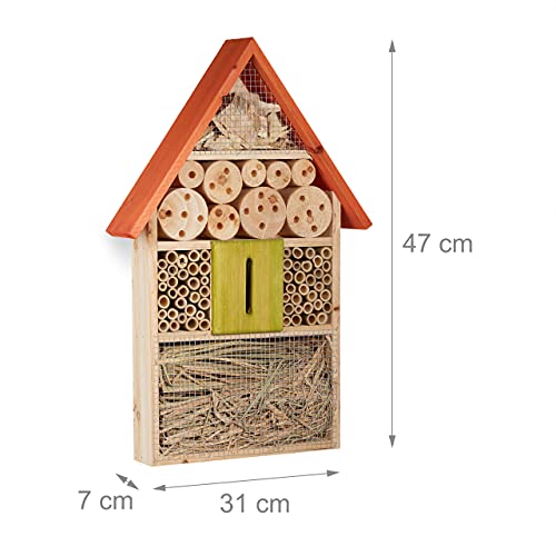 Relaxdays Insektenhotel für Schmetterlinge, Käfer, Bienenhaus Zum Aufhängen, Balkon Casa para Insectos, Naranja, 7x31x48.5 cm