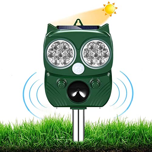 Repelente de Gatos, LED Solar Repelente Ultrasónico para Animales para Jardin , Ahuyentador Gatos para Zorro, Gatos, Perros, Aves, Ardillas, Paloma, Ratas