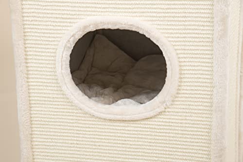 RHRQuality Maine Coon Tower Box Comfort - Rascador para gatos, color crema con tronco de 20 cm de diámetro