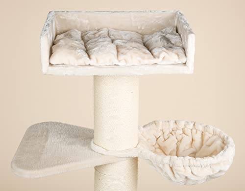 RHRQuality Maine Coon Tower Box Comfort - Rascador para gatos, color crema con tronco de 20 cm de diámetro