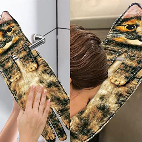 Richolyn Toallas de Mano Divertidas para Gatos, decoración de Gatos, Toallas para Colgar en la Cocina, Toalla de Manos con Forma de Gato, Bonitos Regalos Decorativos para Gatos para Amantes de los