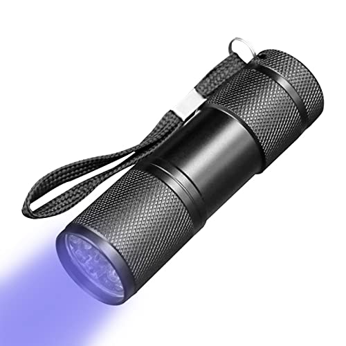 Rnitle Luz Ultravioleta Linterna,Linterna UV 9 LED, Linterna Luz Ultravioleta 395NM, Luz Negra para Detectar Orina de Mascotas